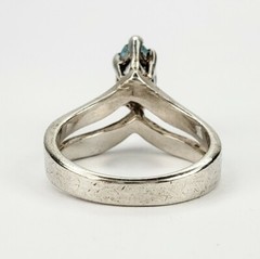 Baby Blue Topaz Marquise Cut Solitaire Sterling Silver Cocktail Ring Size 5.75