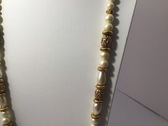 Vtg Necklace 1928 Brand Cultura Glass Faux Pearls 35” Weighs 2.9oz Opera Length