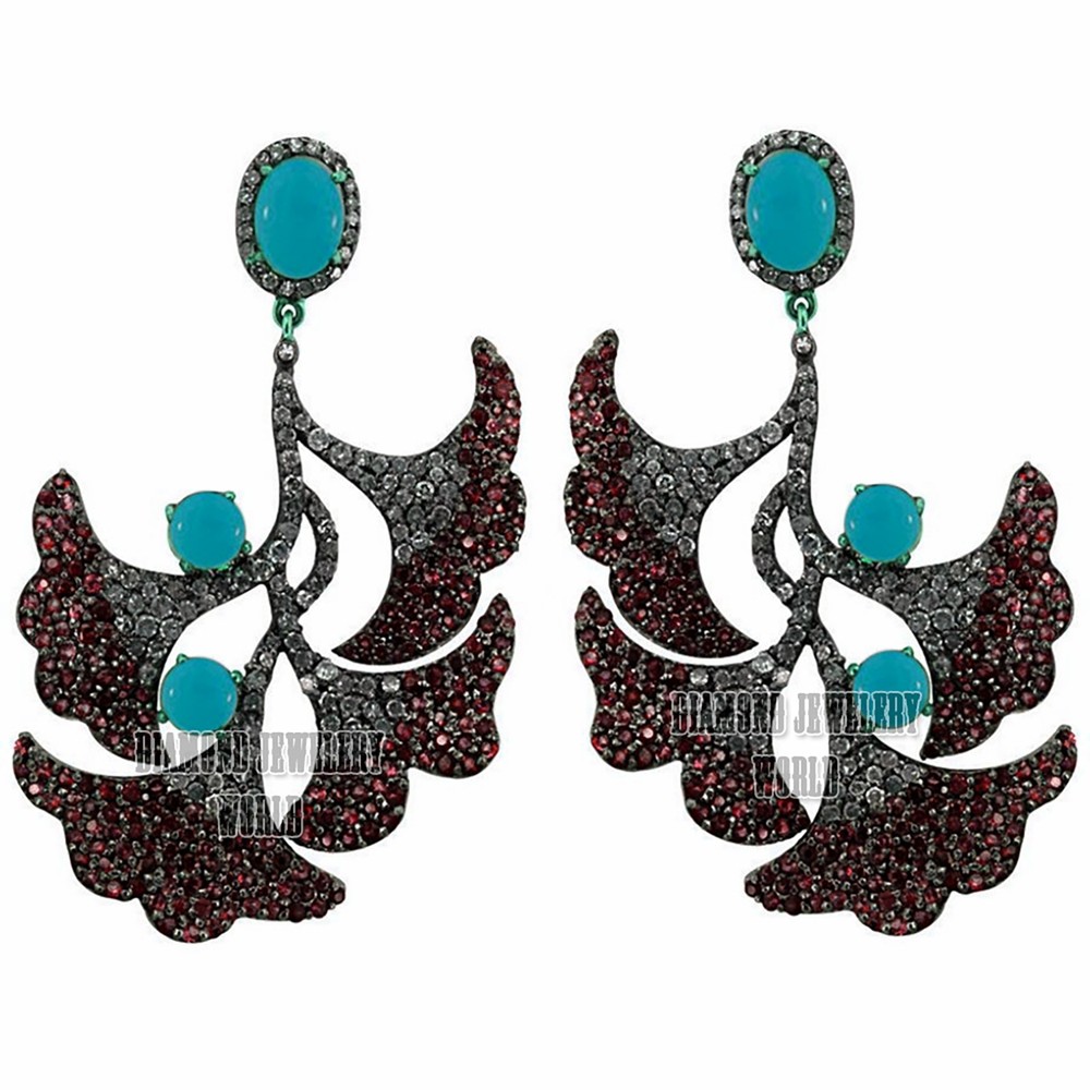 1.85ctw Rose Cut Diamond Gemstone Studded Silver Vintage Style Earring Jewelery