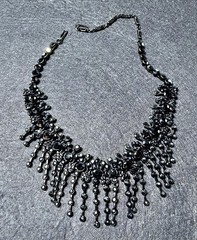 Stunning Vintage Hematite Black Crystal Choker Necklace