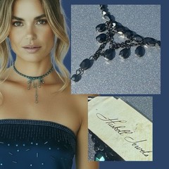 VTG Miriam Haskell Necklace Choker Orig Tags Iridescent Glass Couture Vrba Era