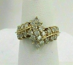 2.1Ct Art Deco Lab Created Diamond Cluster Wedding 14K Yellow Gold Finish Ring