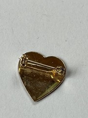 Vintage Small Very Light Goldtone Heart w Initial Letter B Lapel Hat Pin or Tie