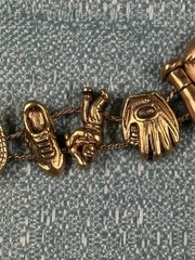 Vintage 1990’s TOFA Baseball Theme Bracelet Charms Gold Tone Made In Korea