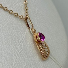 USSR Vintage Original Amethyst (lab. made) Rose Gold Pendant 583 14K 1,36 g.