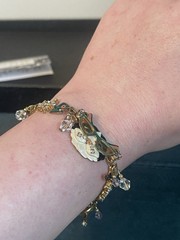 VTG LATR 2GO Glamour Puss Cat Enamel Charm Bracelet 8”