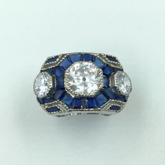3Ct Art Deco Style Lab Created Diamond Wedding Engagement 14K White Gold FN Ring