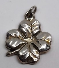 Vintage Sterling Silver Charm Shamrock lucky Clover 3D