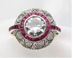 2Ct Art Deco Style Round Cut Lab Created Diamond 14K Yellow Gold FN Wedding Ring