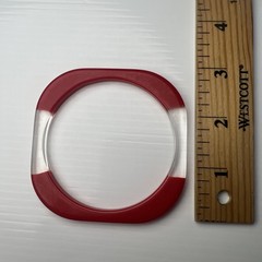 Vintage 70s 80s Round Square Lucite Resin Acrylic Bangle Bracelet Clear Red Mcm