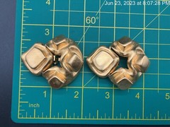 Vintage Essex Signed Yellow Gold Plated Mid Century Modern Clip On Earrings