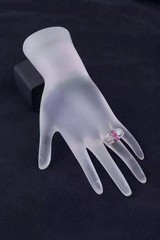 Art Deco Style Lab Created Ruby & Diamond Engagement Gift 14K White Gold FN Ring