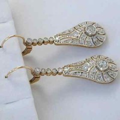 2.95Ct Art Deco Style Lab Created Diamond Wedding 14K White Gold Finish Earrings