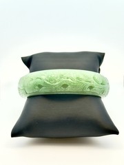 Mid Century Hand Carved Floral Garden Mainland China Jade Statement Bracelet