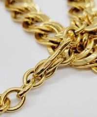 MONET Necklace Gold Tone Double Oval Link RARE Statement Runway Vintage 21 in