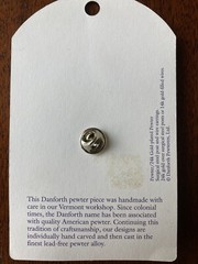 Danforth Pewter Rocking Horse lapel pin 24K gold plated pewter VT, USA 1”x.5”