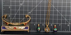 Vtg Edgar Berebi Limited Edition Egyptian Revival Eggs Boat Of Symbols Necklace