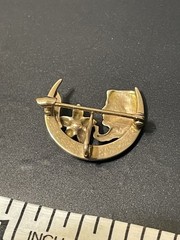 Vtg Brooch Pin Art Nouveau Deco 14K Gold Sees Pearl Woman Crescent Moon Flower