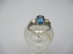 14Kt. White Gold Topaz and Diamond Ring