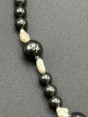 7.5″ Vintage Sterling Silver Hematite Pearl Bracelet 925 B5