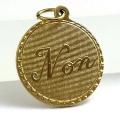 Vintage French Non Charm No Necklace Pendant Brass Metal Jewelry