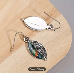 Leaf Shaped Dangle Earrings 925 Sterling Silver On Healing Zinc Aligned Chakra