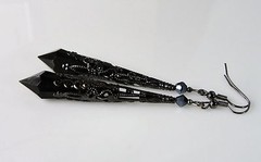 Garnet Dark Siam Blood Red Crystal Vintage Victorian Necklace Earring Set Steamp