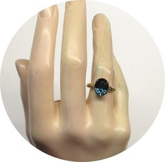 Pretty Blue-Green INDICOLITE Tourmaline Ring – 14k Solid Yellow Gold Mtg