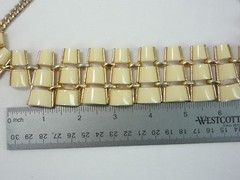 Mika Signed Statement Modernist Necklace Gold Tone USA Seller