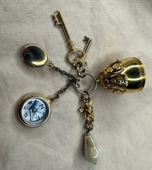 Vintage Multiple Charm Gold Tone Pendant With Some Wear On Gold Tone