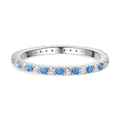 Sleeping beauty gemstone Full Turquoise and Moissanite Engagement Band Jewellery