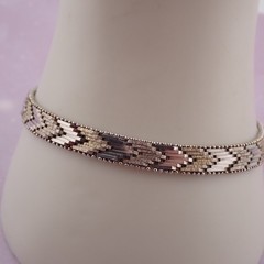 VTG Sterling Silver Rose Tone 6mm Bi-Color 7 1/2″ Flexible Bracelet 14.8 grams