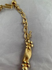 Vintage Crown Trifari Birthday necklace brushed gold tone ribbon flower 16″