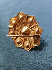 Vintage Brass Flower Brooch | Smoky Crystal & Pearl Pin | Excellent Condition