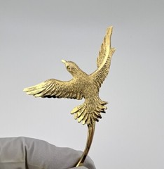Vintage Signed Bird Brooch Gold Plated Pewter Swallow Figural Pin Flying, Used.