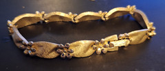 Vintage Crown Trifari Bracelet Birthday Series Gold Tone Ribbon Daisy Flowers