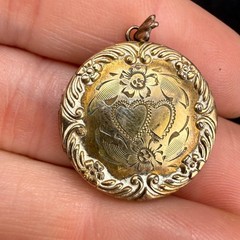 Vintage Gold Filled Locket Round Army Navy Sailor Sweetheart READ