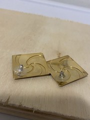 Vintage Purple Swirl Square Earrings