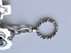 Joan Slifka Sterling 925 Heart Angel Cross Love Luck Charm Two Sided Bracelet