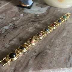 Vintage Gold Tone Scarabs Double Links Bracelet