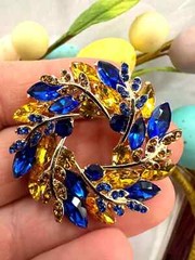 New Ukrainian Easter Wreath Rhinestone Brooch, Wheat Pin, Easter Gift For Her