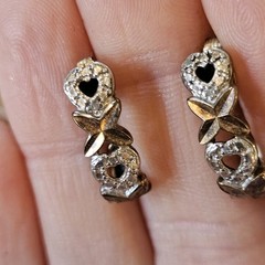 VTG 90s XOXO Sterling Silver Heart Hoop Earrings Signed 925 Gift For Her
