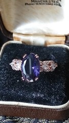 Vintage 1990-s 14 Ct Rolled Gold Amethyst Ring Size UK P US 7 1/2 – Hallmarked!
