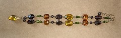 Vintage Glass Multicolor Beaded necklace 20-22″ Purple, Green, Amber, Yellow
