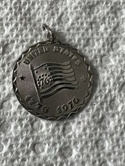 VTG United States 76 Bicentennial US Flag Crea Sterling Silver Charm 1776-1976