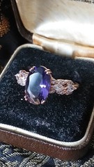 Vintage 1990-s 14 Ct Rolled Gold Amethyst Ring Size UK P US 7 1/2 – Hallmarked!