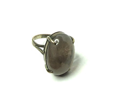 VINTAGE RARE WOMENS MOONSTONE GRAY .700 SILVER OVAL RING SZ 4 TOP 19mm WIDE