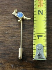 Vintage Kangaroo Tie Stick Pin Australia Faux Opal Gold Tone Small Figural