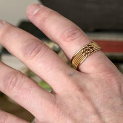 SUPERB UNIQUE VINTAGE 14K GOLD 7-BAND DAYS of the WEEK ORNATE PUZZLE RING sz14