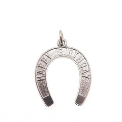 Rembrandt 925 Sterling Silver Vintage Happy Birthday Horseshoe Charm Pendant